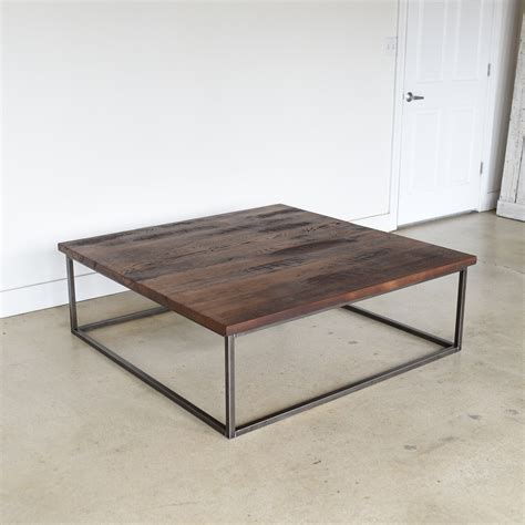 reclaimed wood steel box legs coffee table etsy|Square Coffee Table / Large Reclaimed Wood Steel .